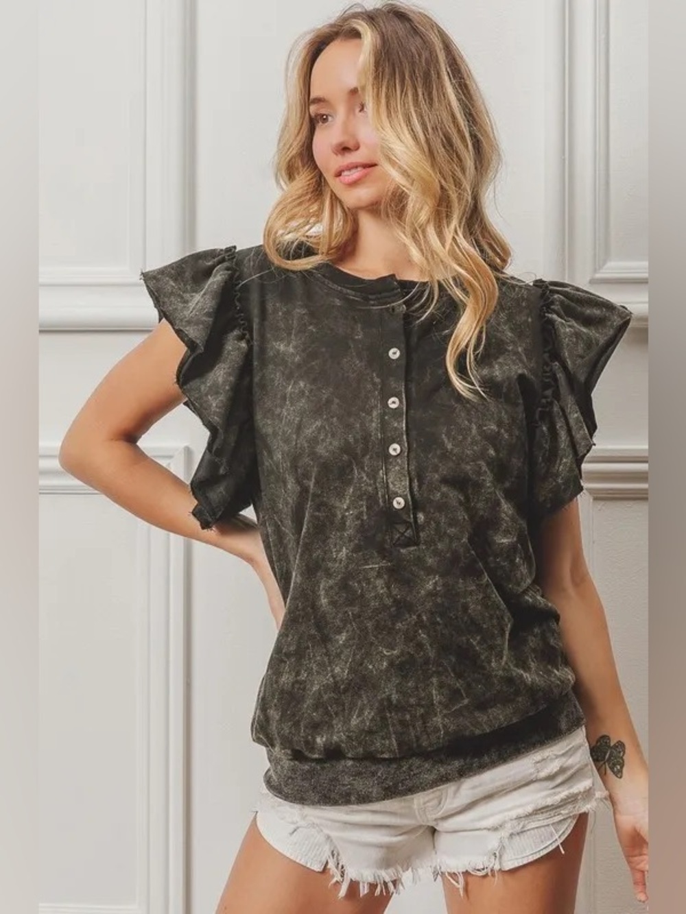 BiBi Mineral Washed Terry Top Size Medium